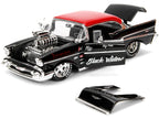 1957 Chevrolet Bel Air Black with Red Top "Pete's Auto Body: Black Widow" "Bigtime Muscle" Series 1/24 Diecast Model Car by Jada-1