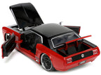 1965 Ford Mustang Custom Red and Black "Bigtime Muscle" Series 1/24 Diecast Model Car by Jada-2