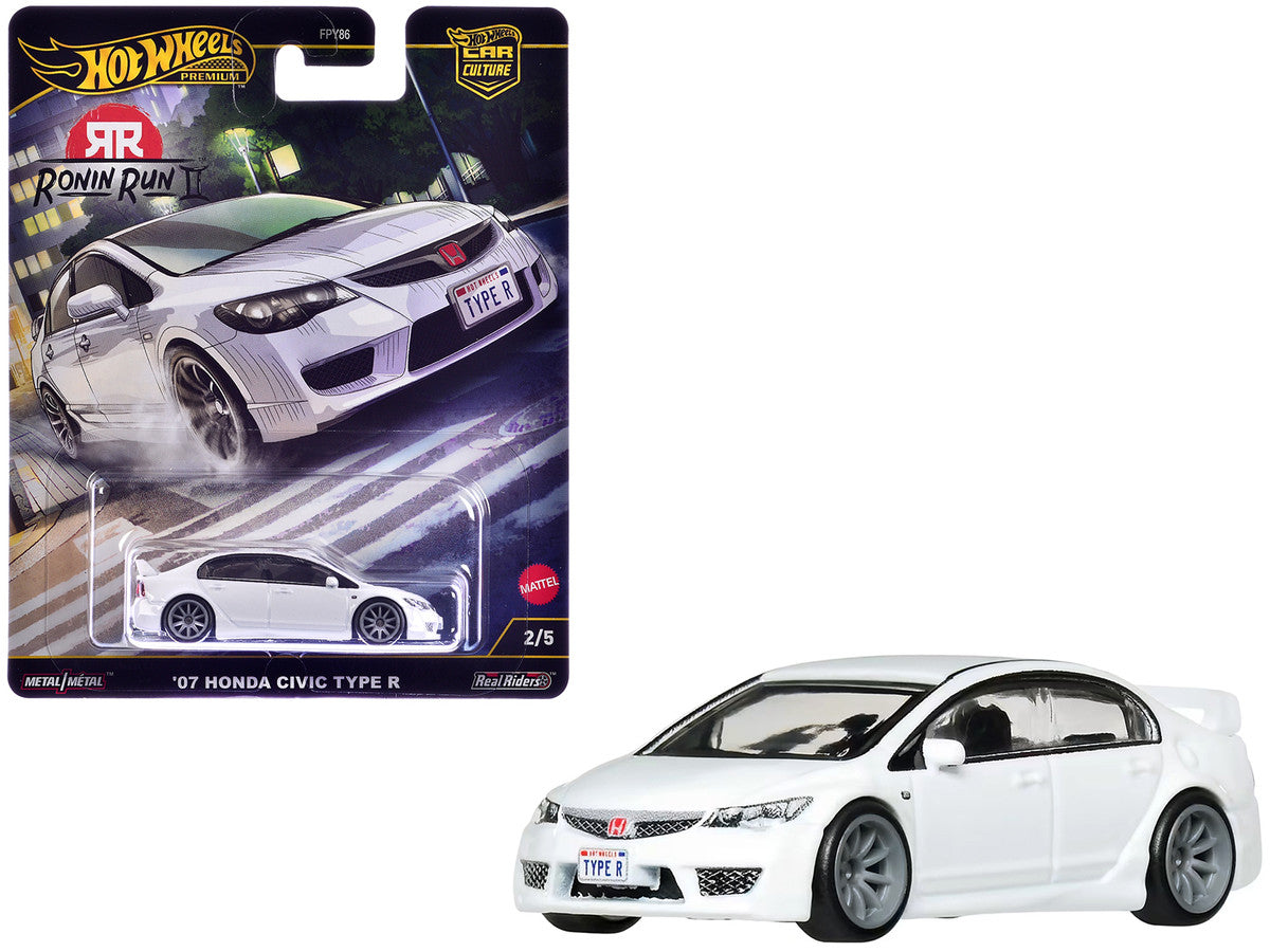 2007 Honda Civic Type R RHD (Right Hand Drive) White "Ronin Run II" Series Diecast Model Car by Hot Wheels-3