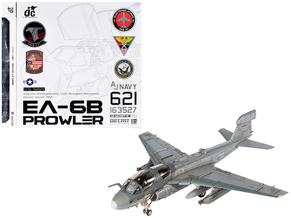 Grumman EA-6B Prowler Attack Aircraft "VAQ-141 Shadowhawks Desert Storm" (1991) United States Navy 1/72 Diecast Model by JC Wings-4
