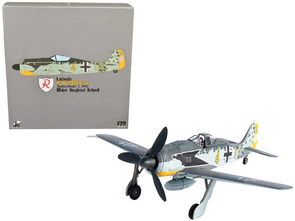 Focke-Wulf FW 190A-4 Fighter Aircraft "Major Siegfried Schnell, Luftwaffe, JG2, France" (1943) 1/72 Diecast Model by JC Wings-0