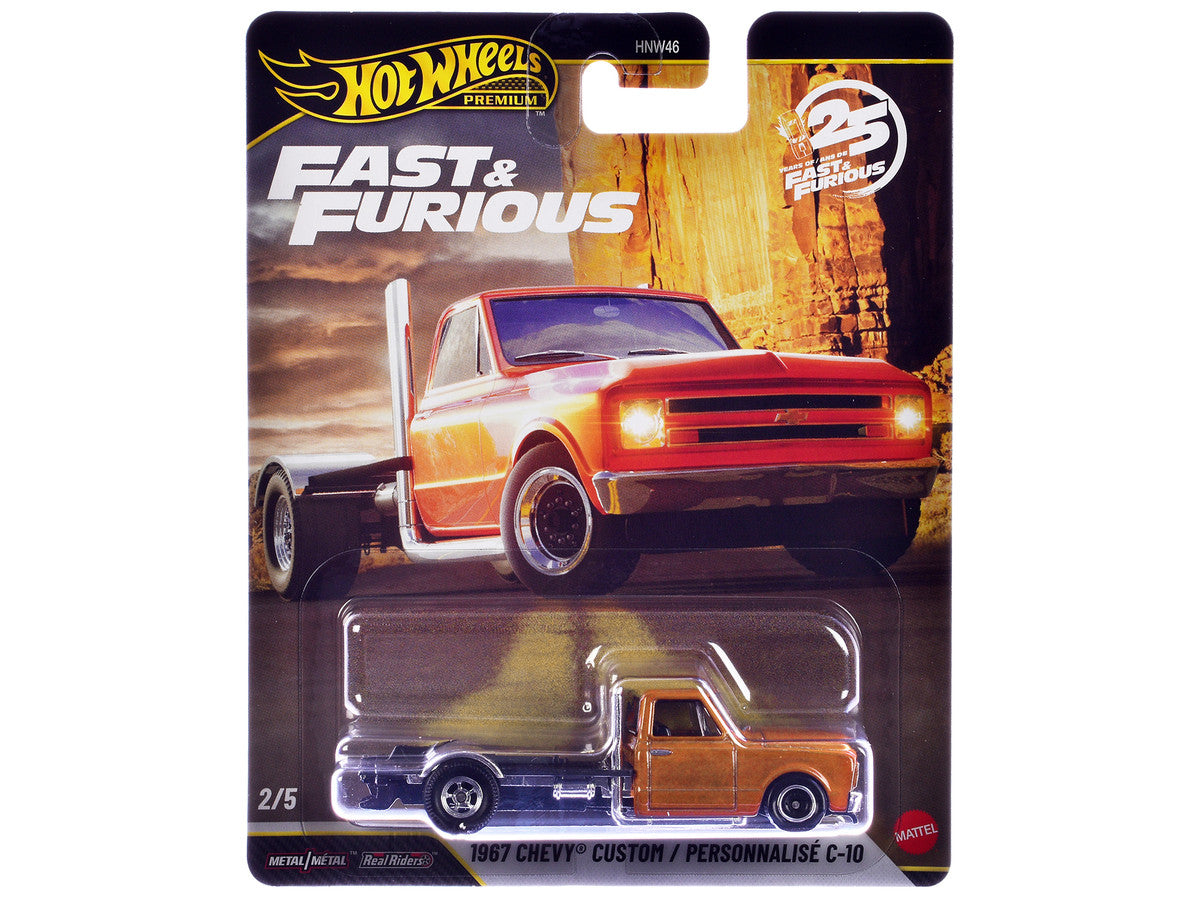 1967 Chevrolet C-10 Custom Bedless Truck Orange Metallic "Furious 7" (2015) Movie "Fast & Furious" Series Diecast Model Car by Hot Wheels-2