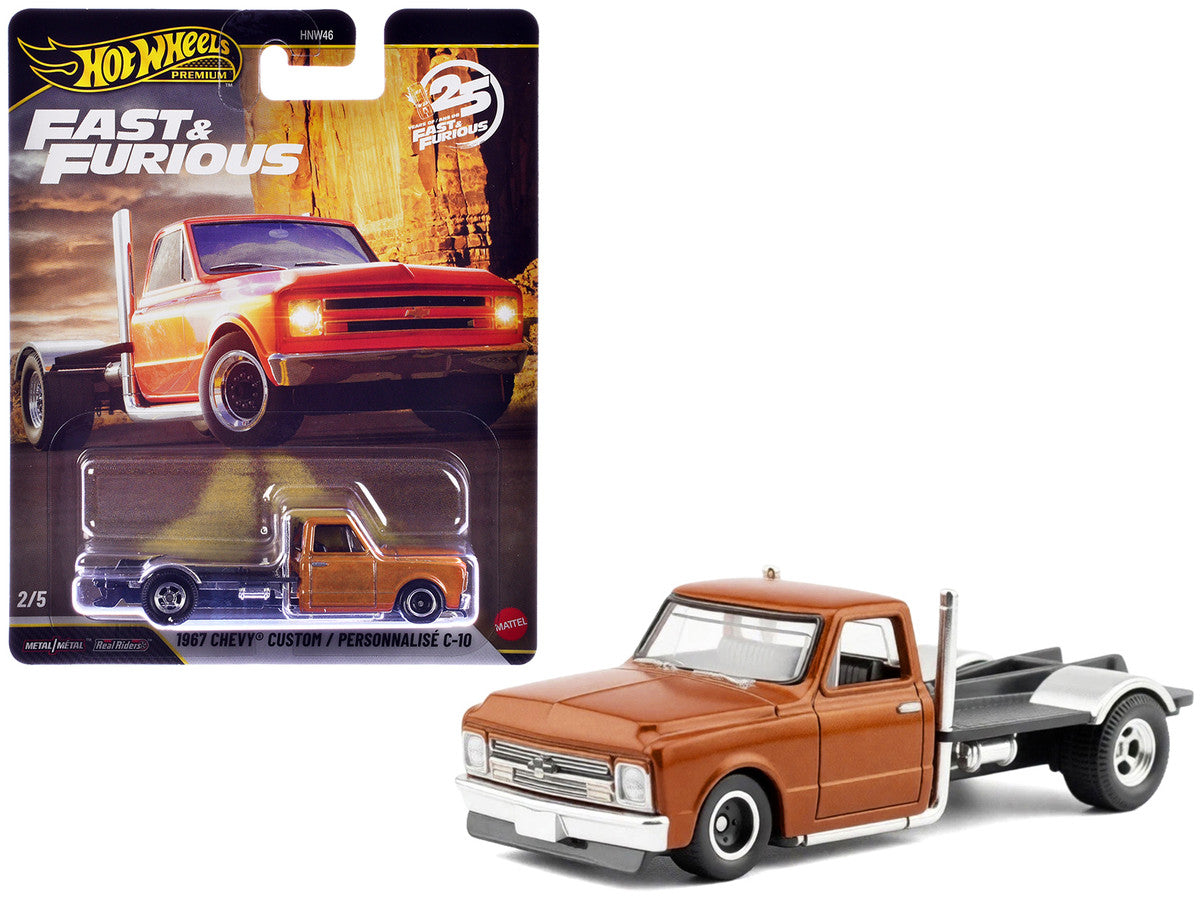 1967 Chevrolet C-10 Custom Bedless Truck Orange Metallic "Furious 7" (2015) Movie "Fast & Furious" Series Diecast Model Car by Hot Wheels-0