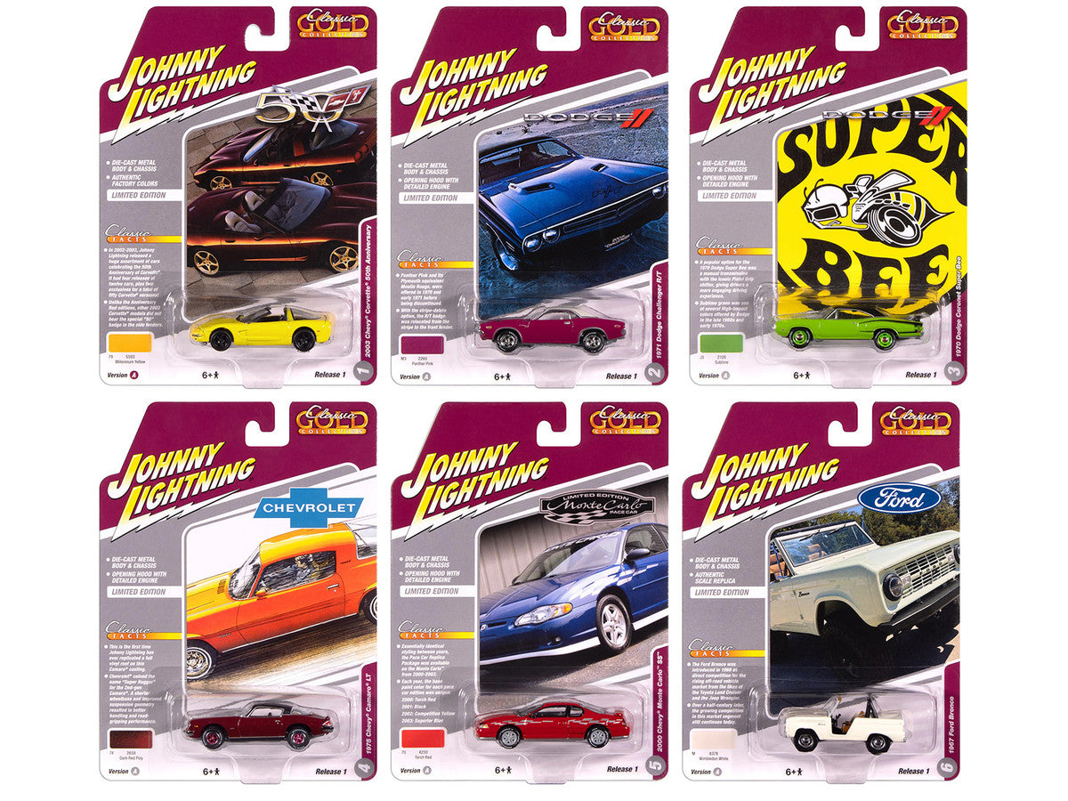 "Classic Gold Collection" 2025 Release 1 Set A of 6 Cars 1/64 Diecast Model Cars by Johnny Lightning-0