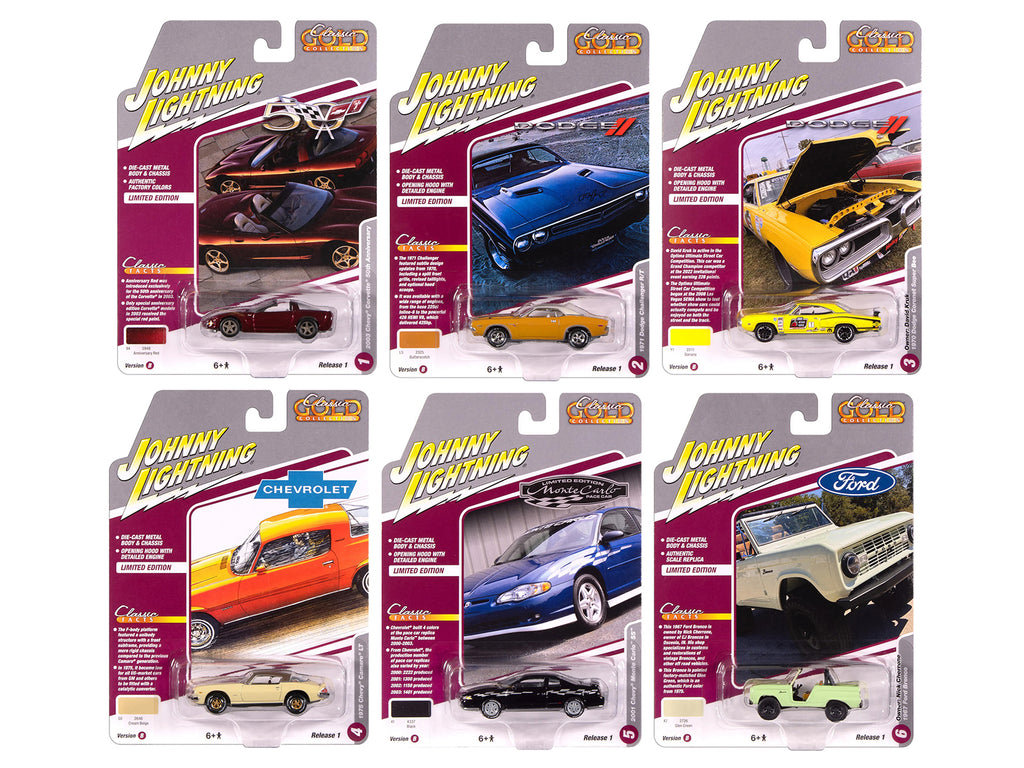 "Classic Gold Collection" 2025 Release 1 Set B of 6 Cars 1/64 Diecast Model Cars by Johnny Lightning