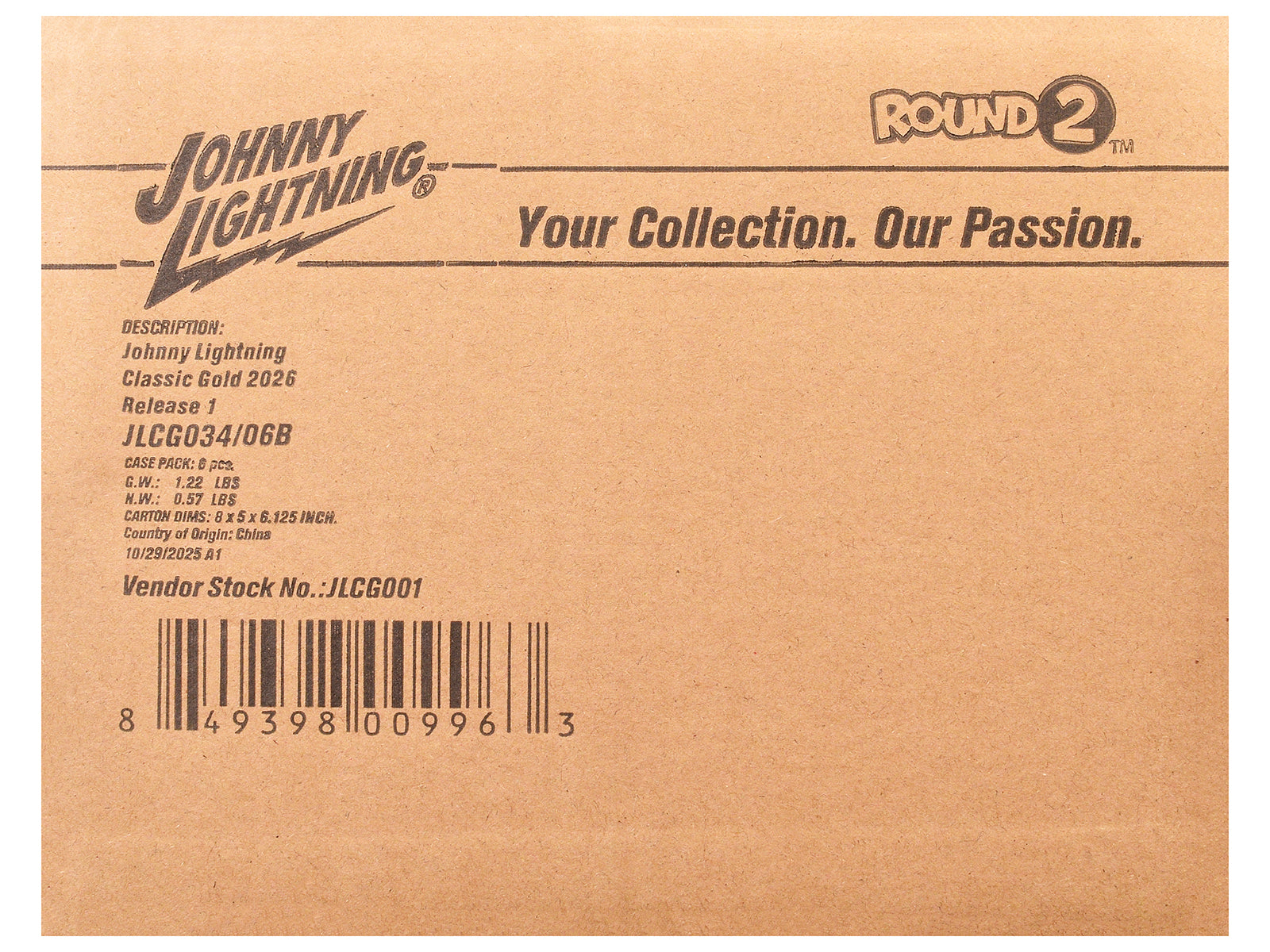 "Classic Gold Collection" 2026 Release 1 Set B of 6 Cars 1/64 Diecast Model Cars by Johnny Lightning