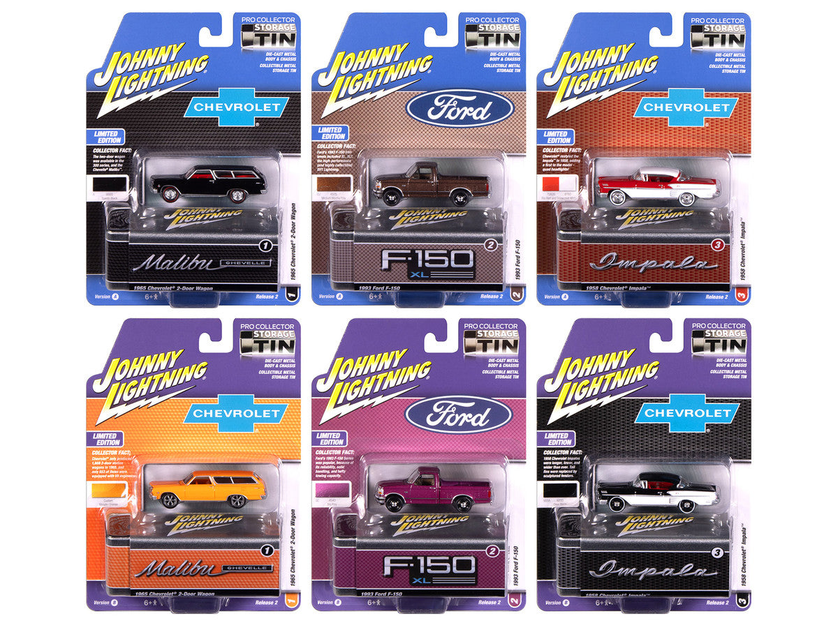Johnny Lightning Collector's Tin 2025 Set of 6 Cars Release 2 Limited Edition 1/64 Diecast Model Cars by Johnny Lightning-0
