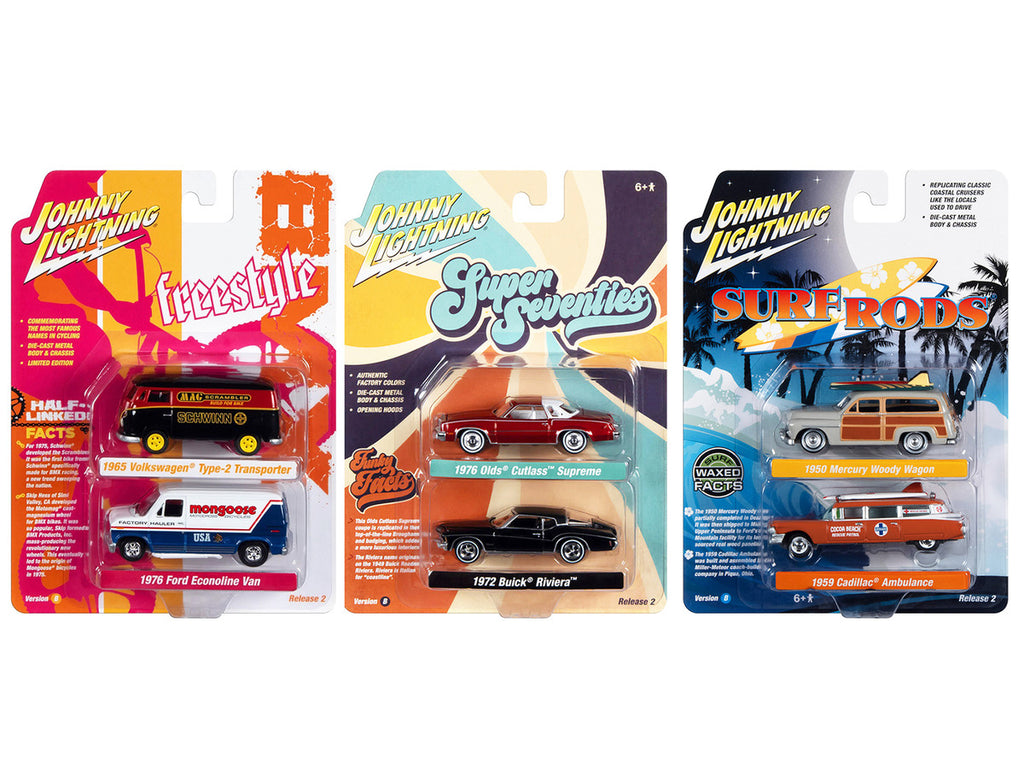 Johnny Lightning "2-Packs" 2023 Set B of 6 pieces Release 2 1/64 Diecast Model Cars by Johnny Lightning-0