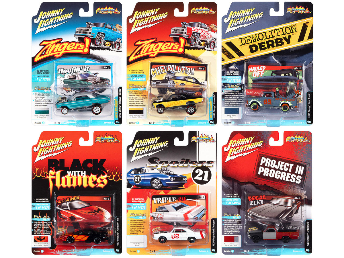 "Street Freaks" 2021 Set A of 6 Cars Release 4 1/64 Diecast Model Cars by Johnny Lightning-0