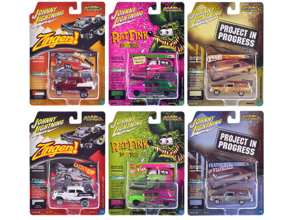 "Street Freaks" 2025 Release 2 of 6 Cars 1/64 Diecast Model Cars by Johnny Lightning