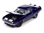 1969 Chevrolet Camaro Z28 Blue Metallic with White Stripes and Interior "Muscle Cars USA" Series 1/64 Diecast Model Car by Johnny Lightning-1