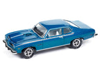 1974 Pontiac GTO Regatta Blue Metallic with White Interior "Muscle Cars USA" Series 1/64 Diecast Model Car by Johnny Lightning-0