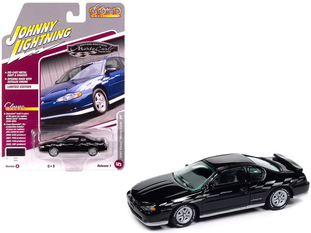 2001 Chevrolet Monte Carlo SS Black with Silver Graphics "Classic Gold Collection" 1/64 Diecast Model Car by Johnny Lightning-0