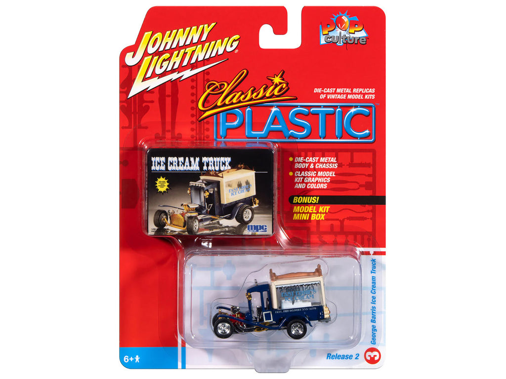 George Barris Ice Cream Truck Blue "Classic Plastic" "Pop Culture" 2024 Release 2 1/64 Diecast Model Car by Johnny Lightning-1