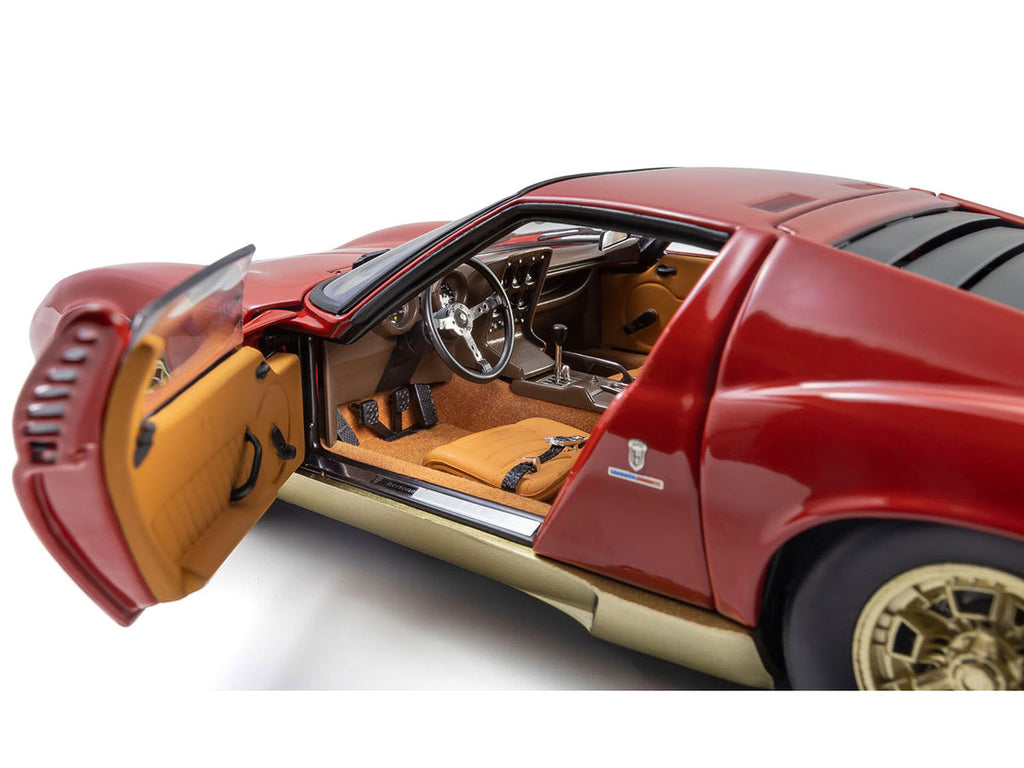 Lamborghini Miura P 400 Red with Gold Accents 1/18 Diecast Model Car by Kyosho-2