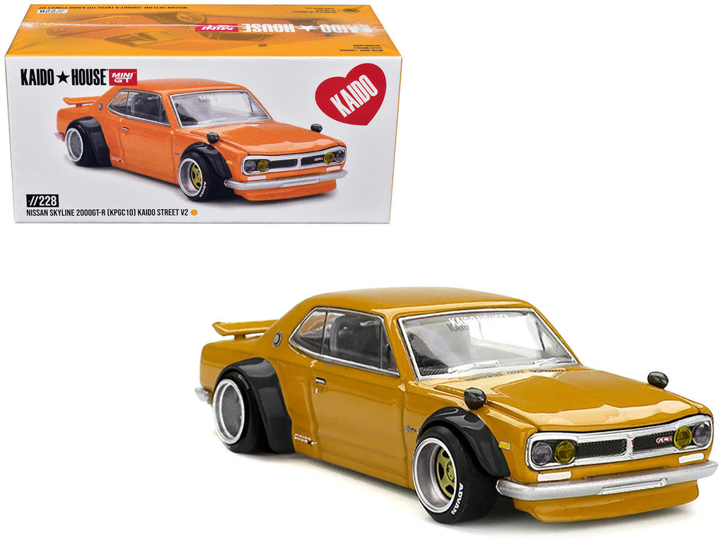 Nissan Skyline 2000GT-R (KPGC10) RHD (Right Hand Drive) "Kaido Street V2" Yellow (Designed by Jun Imai) "Kaido House" Special 1/64 Diecast Model Car by Mini GT-4