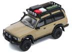 Toyota Land Cruiser 80 RHD (Right Hand Drive) Beige with Roof Rack and Accessories 1/64 Diecast Model Car by GCD