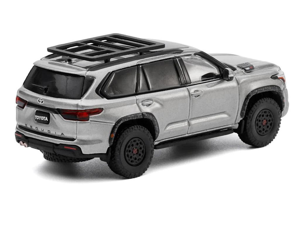 Toyota Sequoia TRD PRO Silver Metallic with Roof Rack 1/64 Diecast Model Car by GCD-3