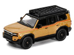 2024 Toyota Land Cruiser Prado Gold Metallic with Red Stripes and Roof Rack 1/64 Diecast Model Car by GCD-1