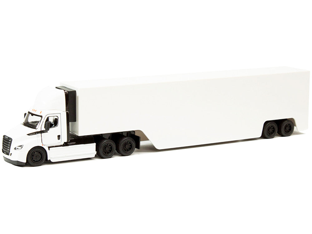 Freightliner eCascadia Truck with Container Trailer White 1/62 Diecast Model Car by Kinsmart-1