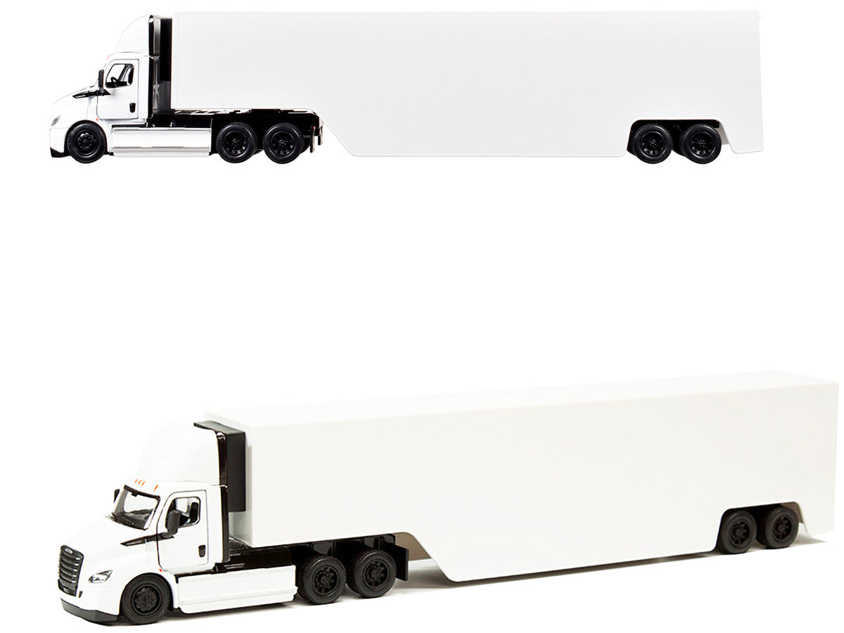 Freightliner eCascadia Truck with Container Trailer White 1/62 Diecast Model Car by Kinsmart-0