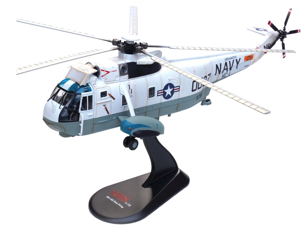 Sikorsky SH-3G Sea King Helicopter "149718-NF 0037 Helicopter Combat Support Squadron 1 (HC-1) Fleet Angels USS Hancock (CVA-19)" (1970s) United States Navy 1/72 Diecast Model by Legion-4