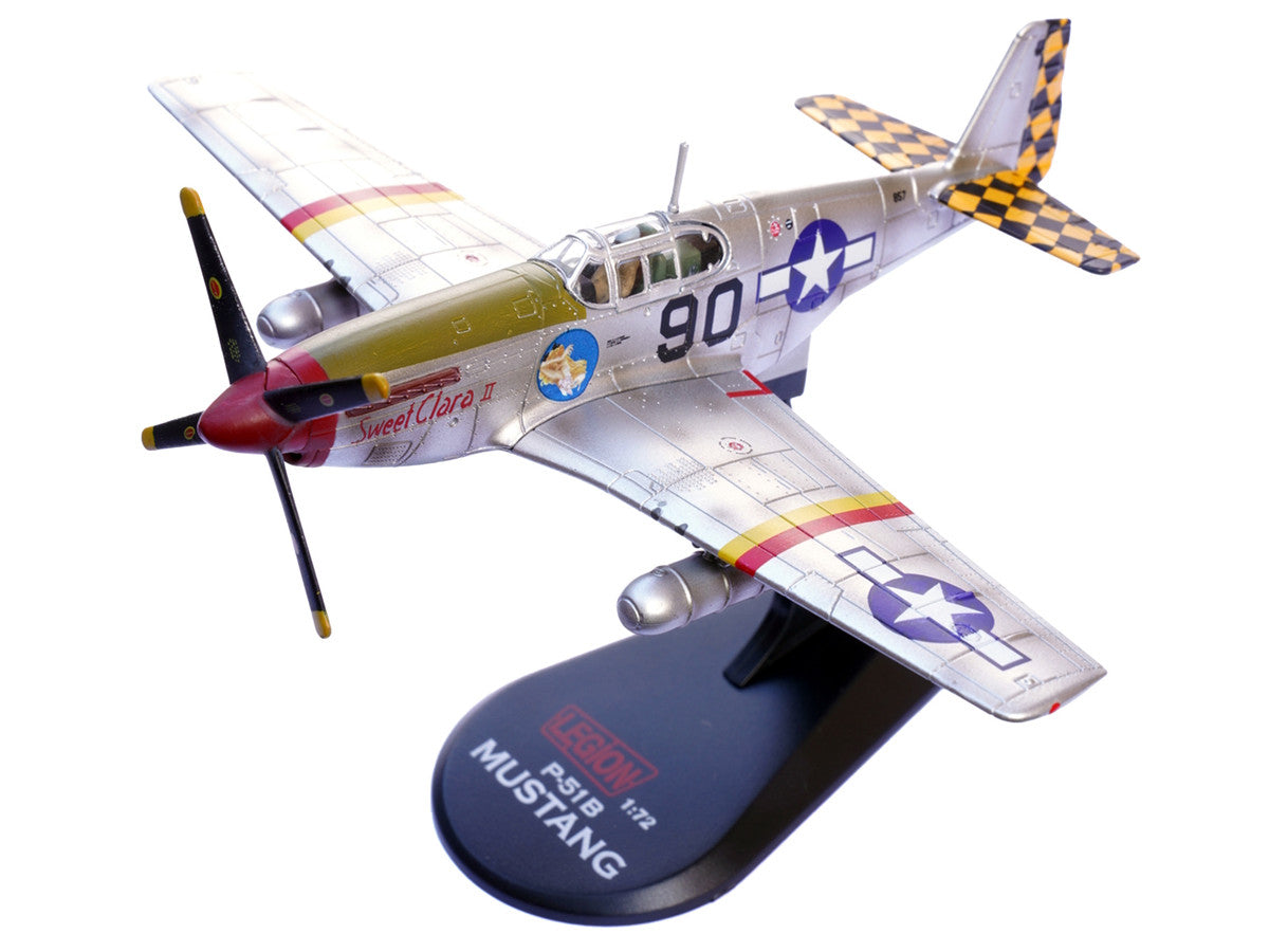 North American P-51B Mustang Aircraft "Sweet Clara II 319th Fighter Squadron 325th Fighter Group" (1944) United States Army Air Forces 1/72 Diecast Model Airplane by Legion-1