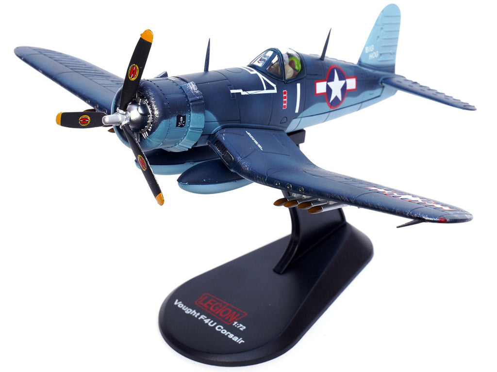 Vought F4U-1A Corsair Fighter Plane "Big Hog" VF-17 "Jolly Rogers" Captain Tommy Blackburn US Navy (1943) 1/72 Diecast Airplane Model by Legion-4