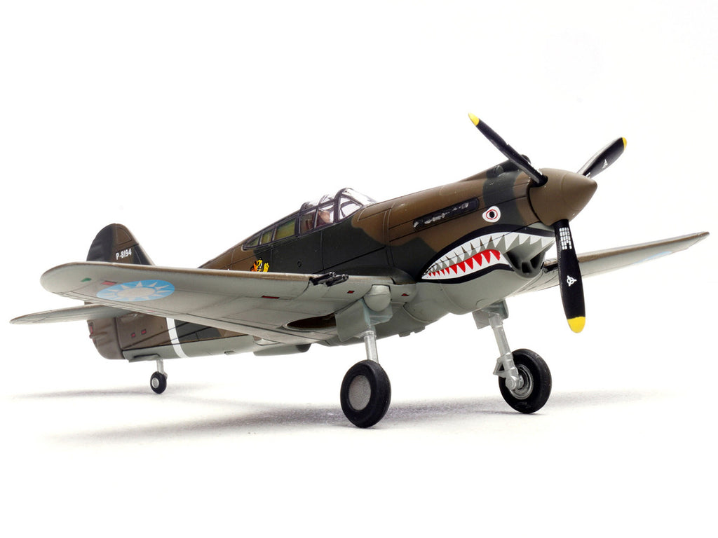 Curtiss P-40B/C Warhawk Fighter Aircraft "White 7 1st Squadron Flying Tigers Chinese Air Force" (1942) 1st American Volunteer Group 1/72 Diecast Model Airplane by Legion-1