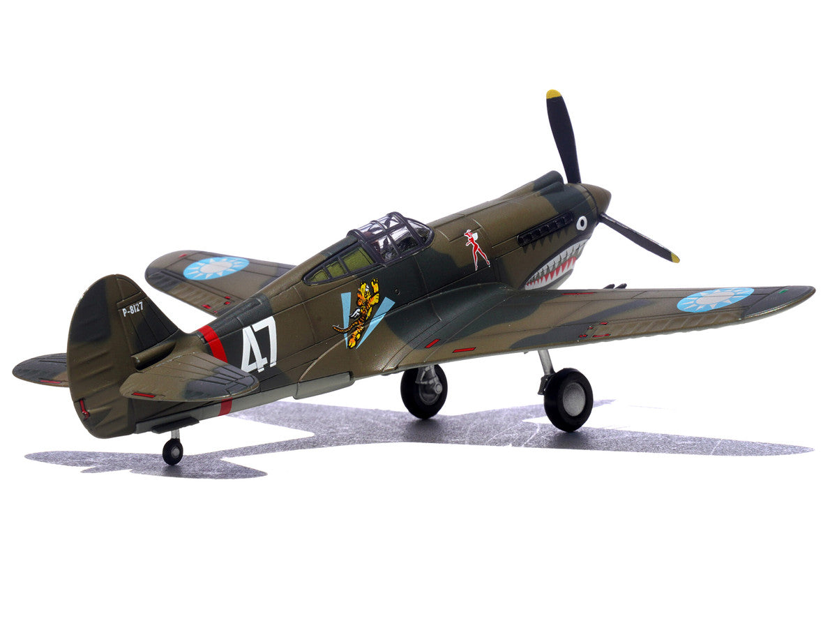 Curtiss P-40B/C Warhawk Fighter Aircraft "White 47 Robert T. Smith 3rd Squadron Hell's Angels Chinese Air Force Burma" (1942) 1st American Volunteer Group 1/72 Diecast Model Airplane by Legion-0