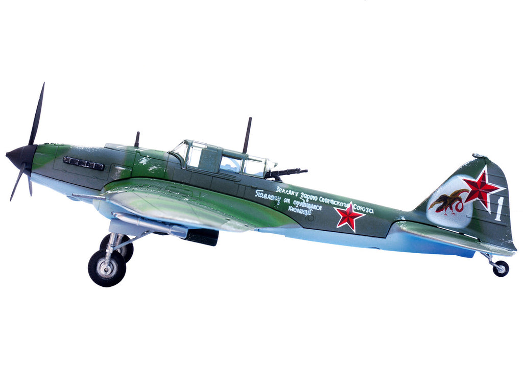 Ilyushin IL-2M3 Sturmovik Aircraft Green Camouflage "Double Hero of the Soviet Union Ivan Pavlov" Soviet Air Force 1/72 Diecast Model Airplane by Legion-1