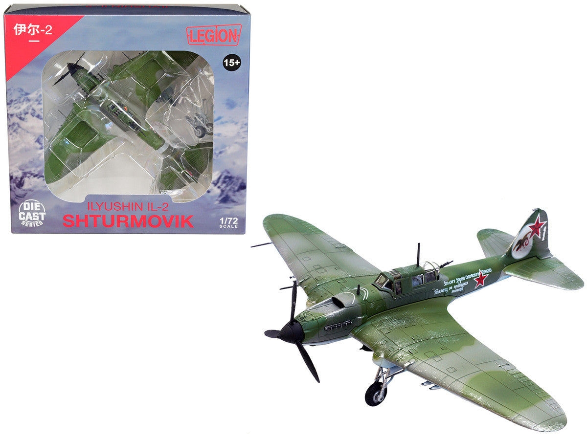 Ilyushin IL-2M3 Sturmovik Aircraft Green Camouflage "Double Hero of the Soviet Union Ivan Pavlov" Soviet Air Force 1/72 Diecast Model Airplane by Legion-0