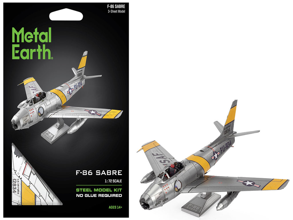Model Kit North American F-86 Sabre Fighter Aircraft "Jolley Roger" United States Air Force (Moderate Difficulty) Steel Model by Metal Earth-4