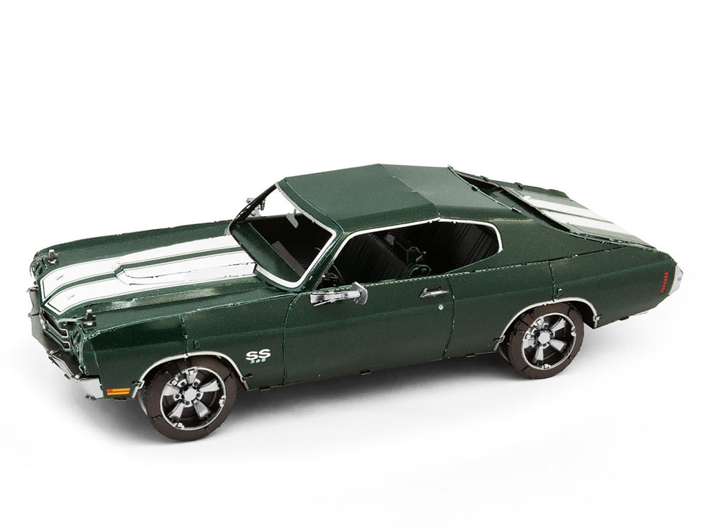 Model Kit 1970 Chevrolet Chevelle SS Green with White Stripes (Challenging Difficulty) Steel Model by Metal Earth-1