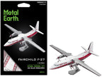 Model Kit Fairchild F-27 Commercial Aircraft "Pacific Alaska" White with Red Stripes (Moderate Difficulty) Steel Model by Metal Earth-0
