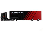 Mercedes-Benz Actros with Racing Transporter Red and Black "ADVAN" 1/64 Diecast Model Car by Mini GT-0
