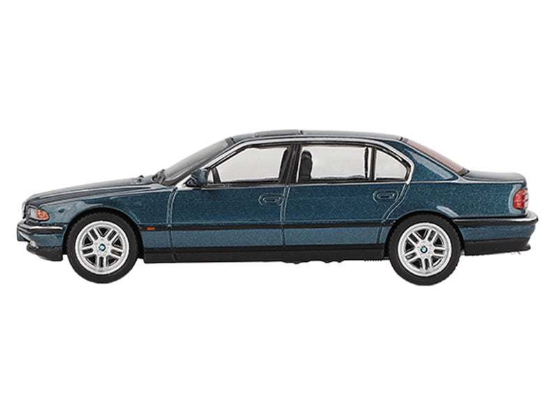 BMW 750IL Sorrento Blue Metallic with Sun Roof Limited Edition 1/64 Diecast Model Car by Mini GT