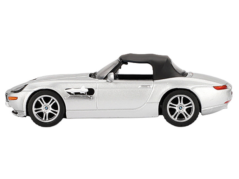 BMW Z8 Silver Metallic with Black Soft Top 007 James Bond "The World Is Not Enough" (1999) Movie Limited Edition 1/64 Diecast Model Car by Mini GT-0