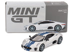 Jaguar C-X75 Silver Metallic with Blue Stripes Limited Edition 1/64 Diecast Model Car by Mini GT-2