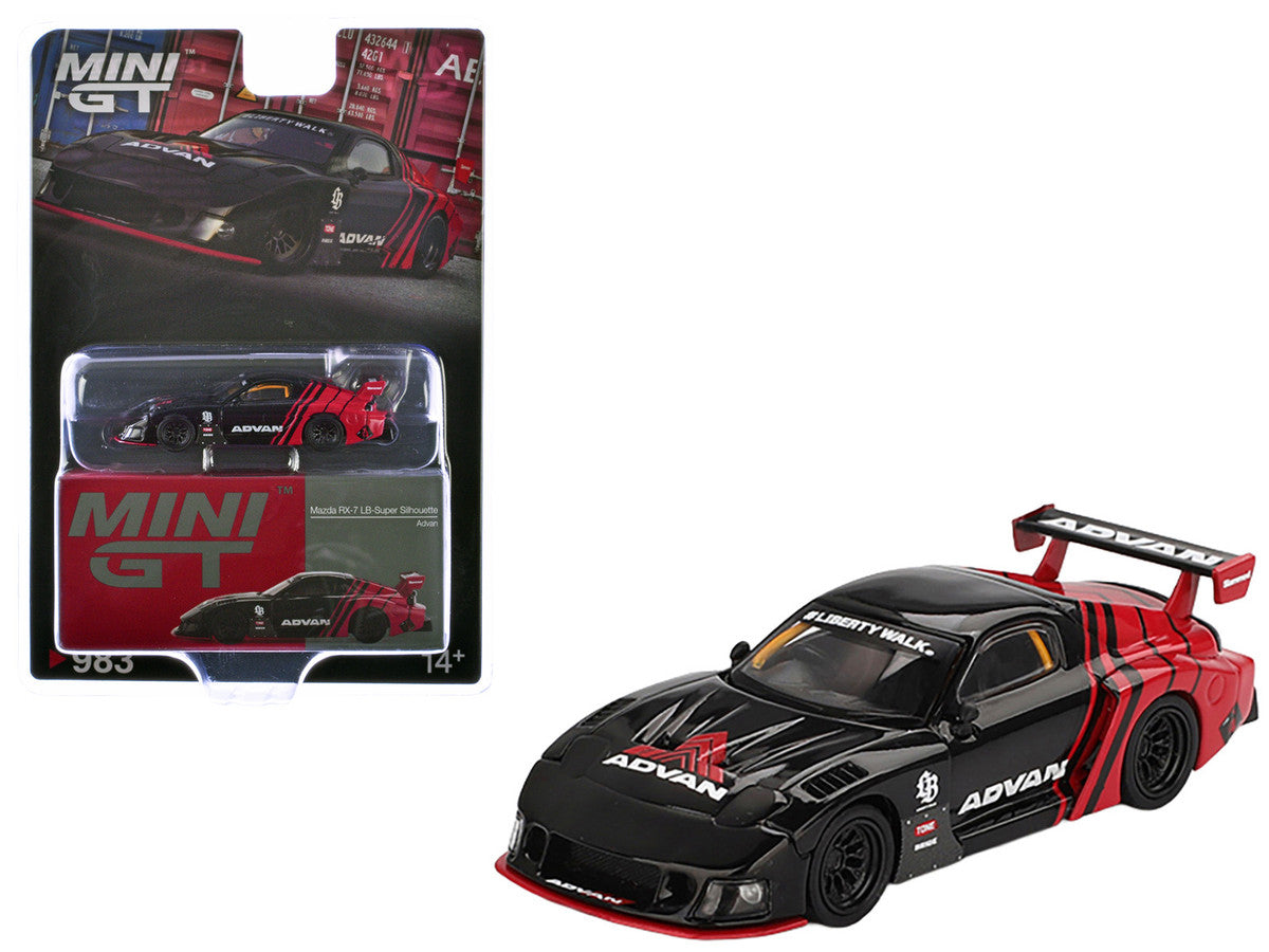 Mazda RX-7 LB-Super Silhouette RHD (Right Hand Drive) "Advan" Black and Red Limited Edition 1/64 Diecast Model Car by Mini GT-3