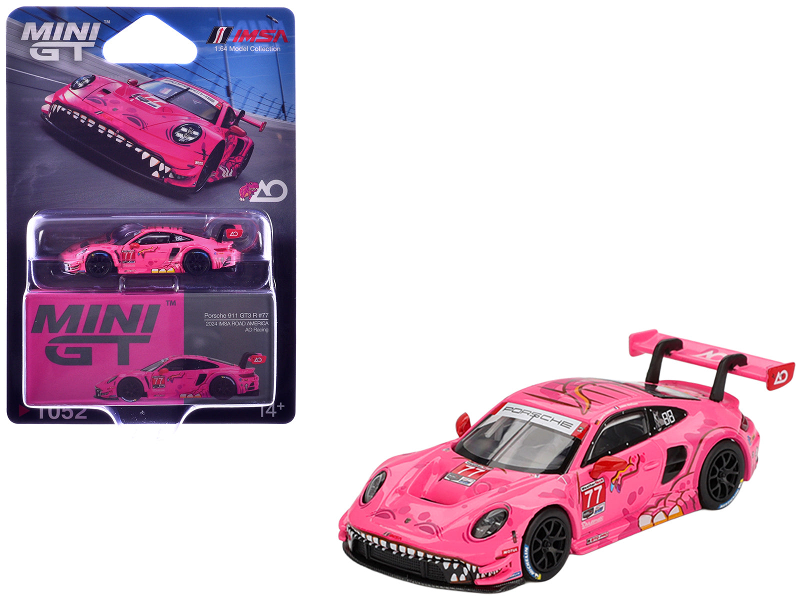 Porsche 911 GT3 R #77 Julien Andlauer - Laurin Heinrich "AO Racing Roxy" GTD Pro "IMSA SportsCar Weekend - Road America" (2024) Limited Edition 1/64 Diecast Model Car by Mini GT