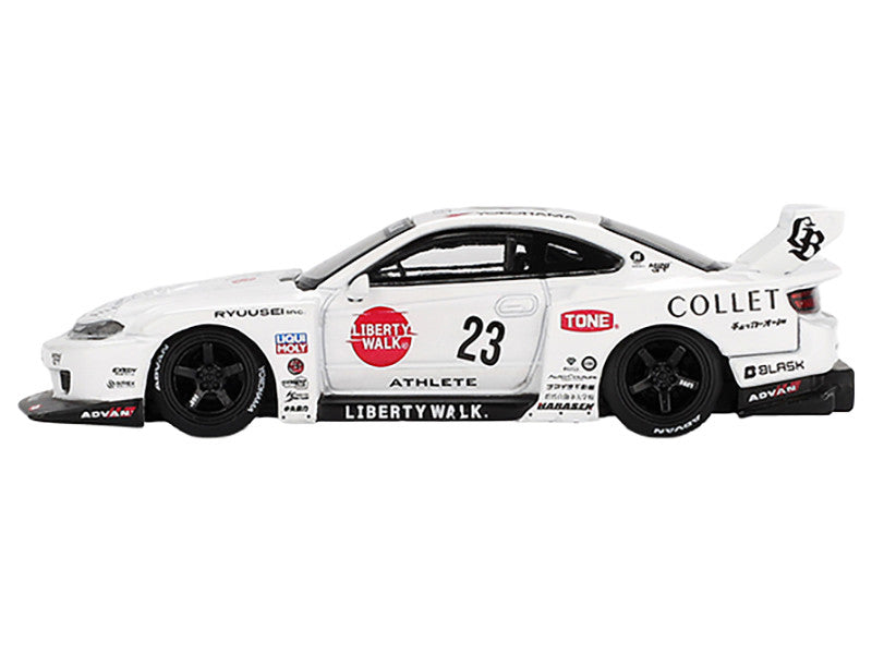 Nissan Silvia (S15) LB-Super Silhouette RHD (Right Hand Drive) #23 "Athlete" White with Graphics Limited Edition 1/64 Diecast Model Car by Mini GT-0