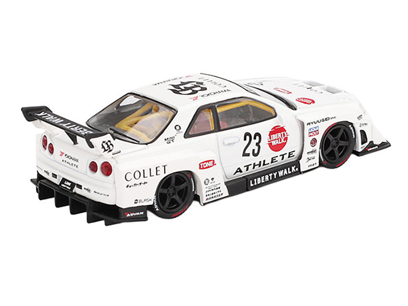 Nissan LB-ER34 Super Silhouette RHD (Right Hand Drive) #23 "ATHLETE - COLLET" White with Graphics Limited Edition 1/64 Diecast Model Car by Mini GT-1
