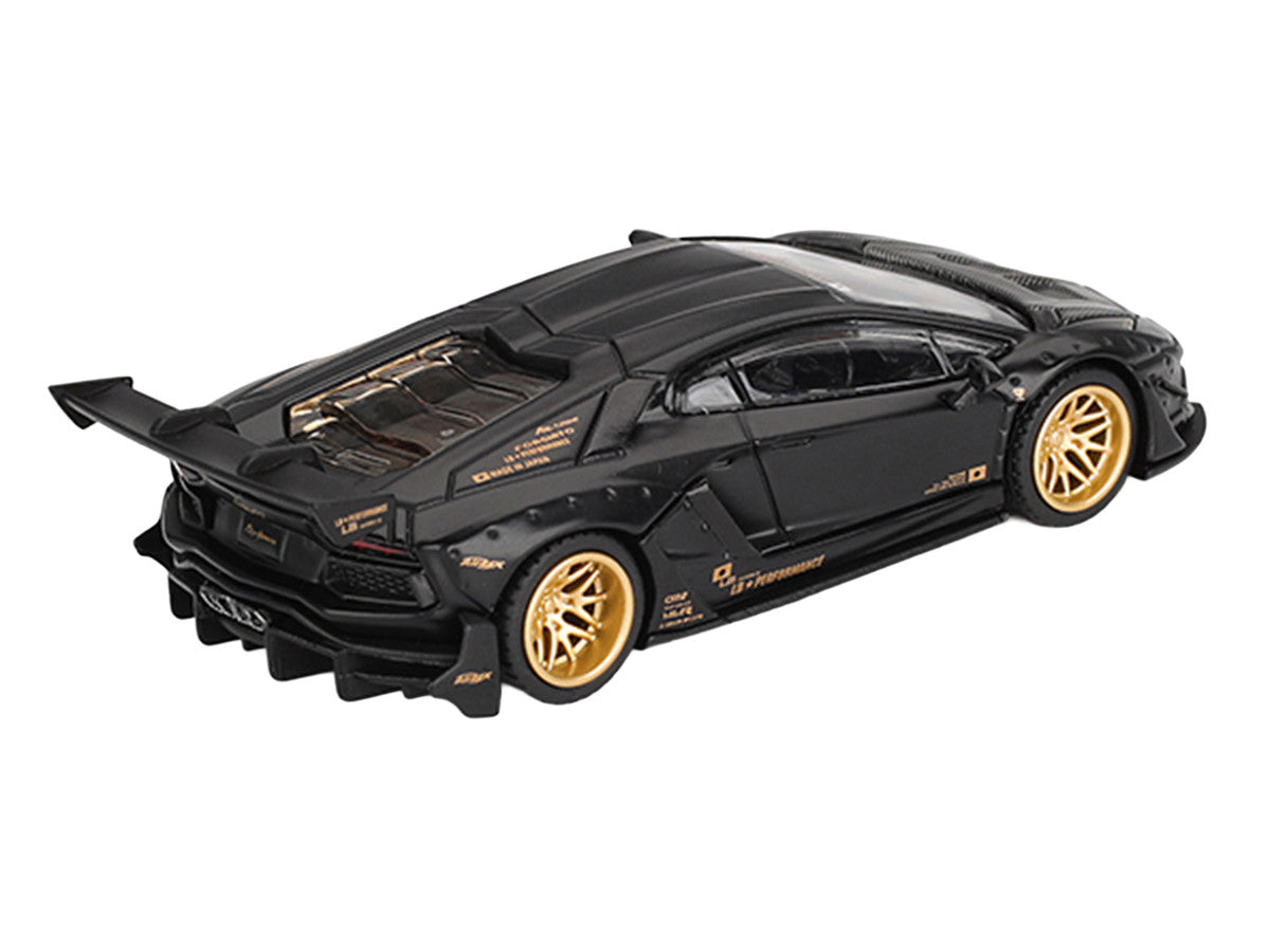 Lamborghini Aventador "LB-Works" Matt Black with Carbon Hood Limited Edition 1/64 Diecast Model Car by Mini GT-3