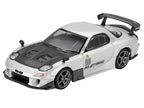 Mazda RX-7 RE-Amemiya Silver Metallic with Matt Black Hood Limited Edition 1/64 Diecast Model Car by Mini GT-2