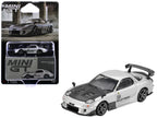 Mazda RX-7 RE-Amemiya Silver Metallic with Matt Black Hood Limited Edition 1/64 Diecast Model Car by Mini GT-3
