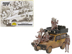 Range Rover with Roofrack Tan (Dirty Version) "Camel Trophy - Papua New Guinea Team USA" (1982) with "Papua New Guinea Asaro Mudmen" 6 piece Figure Set 1/64 Diecast Model Car by Mini GT-0