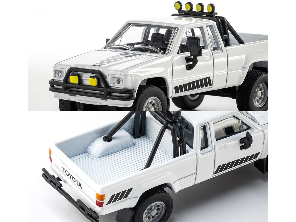 1985 Toyota Hilux SR5 Pickup Truck White with Black Graphics "Collection" Series 1/64 Diecast Model Car by Majorette-3