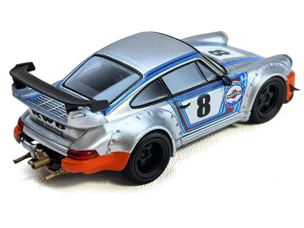 RWB 964 #8 "Ichiban Boshi - Martini Racing" Silver Metallic with Stripes 1/64 Diecast Model Car by Model Model-1