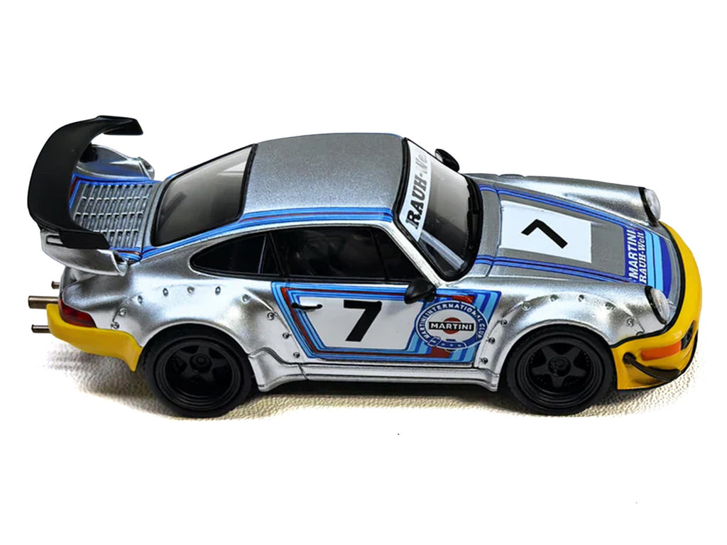 RWB 964 #7 "Ichiban Boshi - Martini Racing" Silver Metallic with Stripes 1/64 Diecast Model Car by Model Model-1